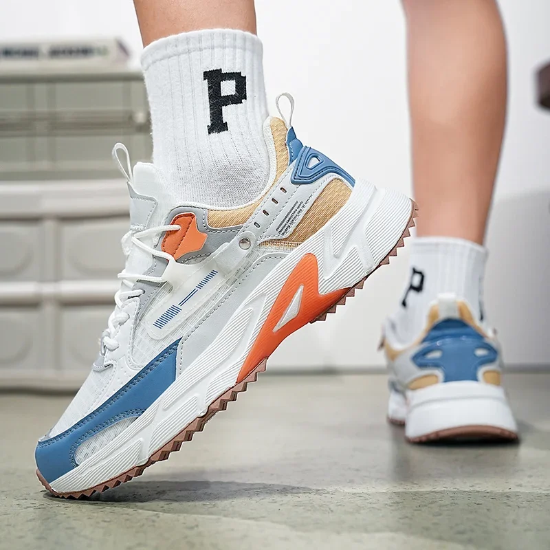 Zapatillas de deporte gruesas versátiles para hombre, zapatos para correr de alta calidad, plataforma con amortiguación, zapatos para caminar,
