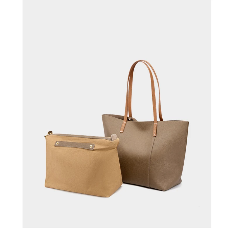 Women Bag Cow Leather Simple Fashion Office Lady Zipper SOFT Casual Composite Bag Shoulder Bag Handbag Shopping Bag