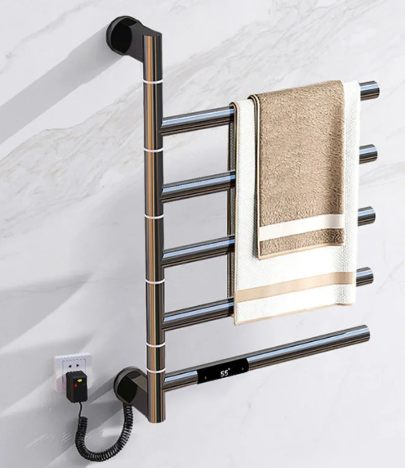 Stainless Steel Electric Towel Rack 180° Rotating Hotel Household Bathroom Storage Rack Intelligent Drying Rack