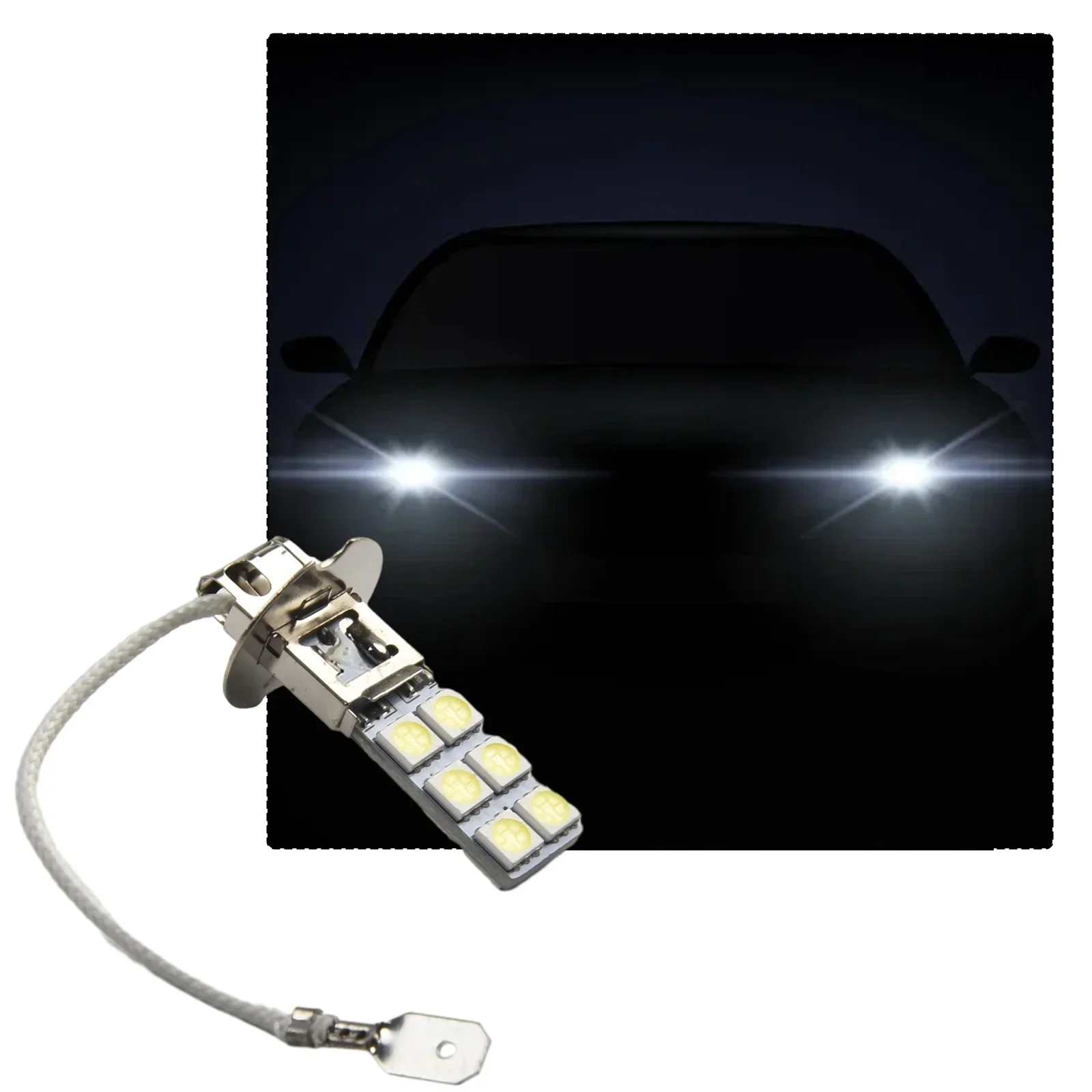 

2Pcs Car H3 LED Fog Driving Light Bulbs Conversion Kit Super Bright White DRL 6000K 12V DC 55W Aluminum Alloy Fog Lamp