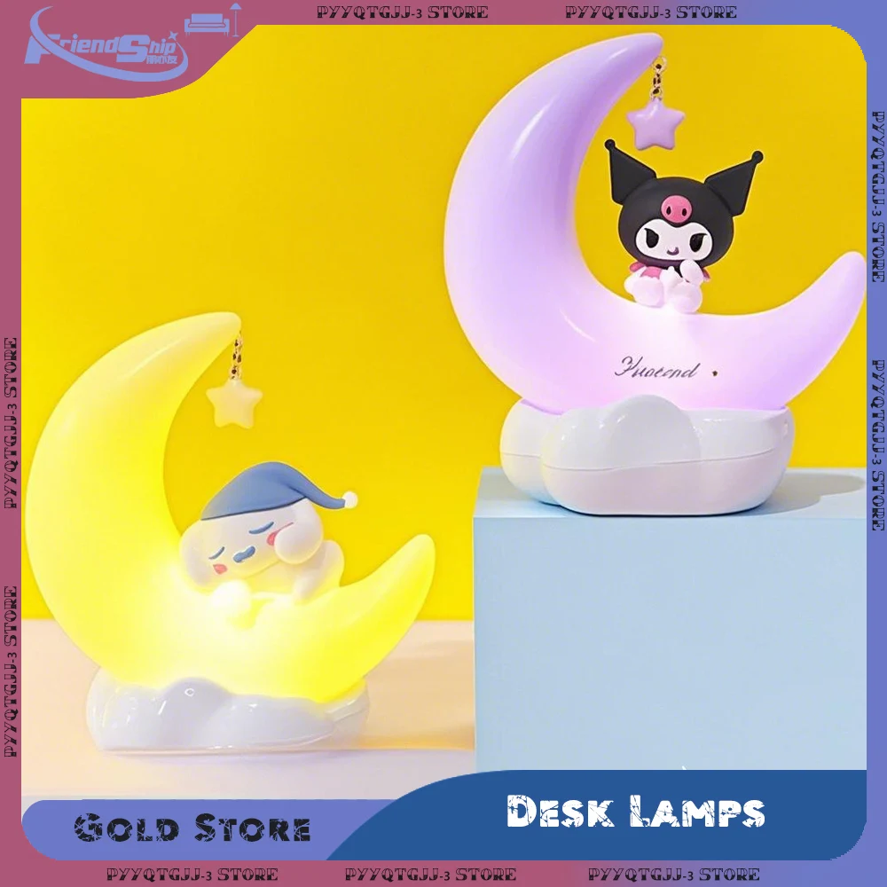 MINISO Sanrio Genuine Kawaii Kuromi Cinnamoroll Crescent Dream Led Light-emitting Ornaments Night Light Girls Children's Gift