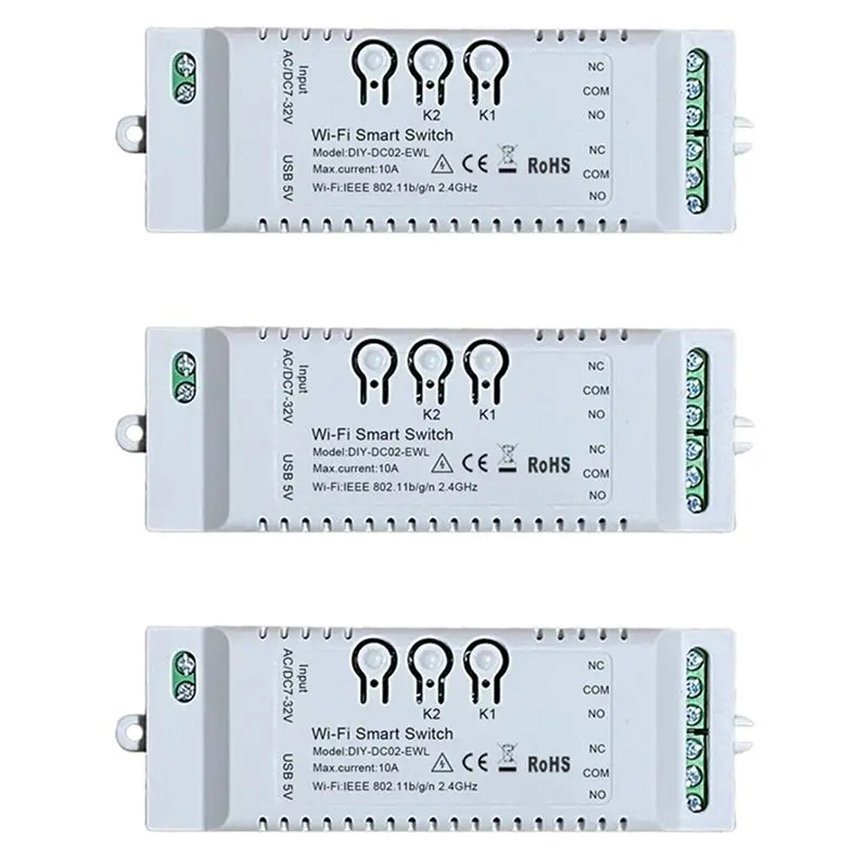 

Stylish-3X 2CH Wi-Fi Smart Switch DIY Таймер Ewelink APP 7-32V USB 5V 2.4G Wi-Fi Модуль домашней автоматизации для Alexa Google Home IFTT