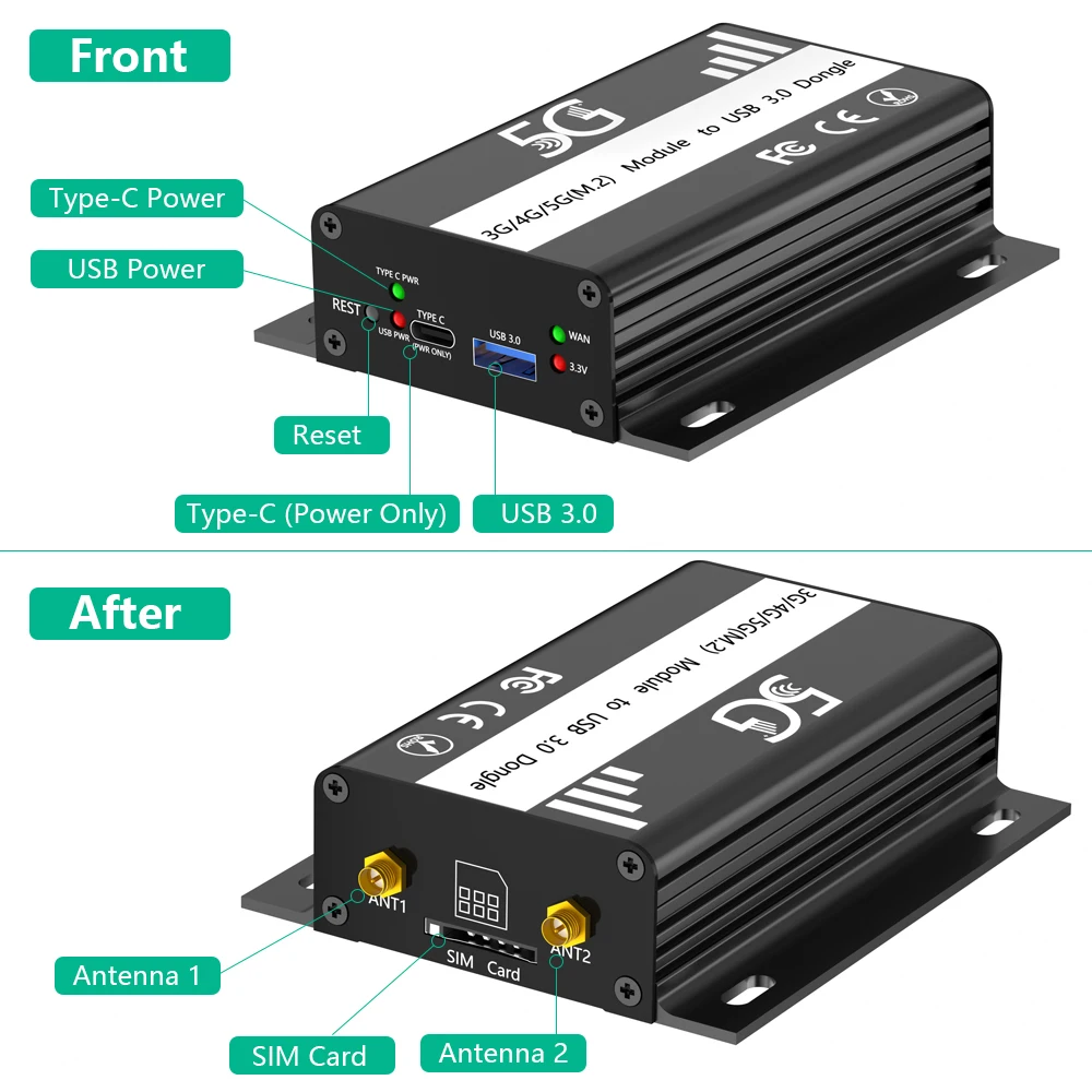 New Version NGFF(M.2)  key B to USB 3.0 Adapter with card Slot  and additional power for 3G/4G/5G Module