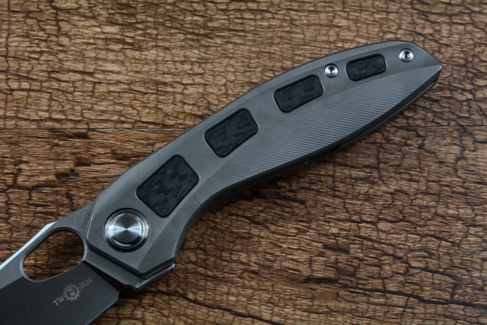 TWO SUN M390 Satin Blade Gray or Color Titanium Handle Folding Knife Outdoor Camping Hunting Pocket EDC TS306
