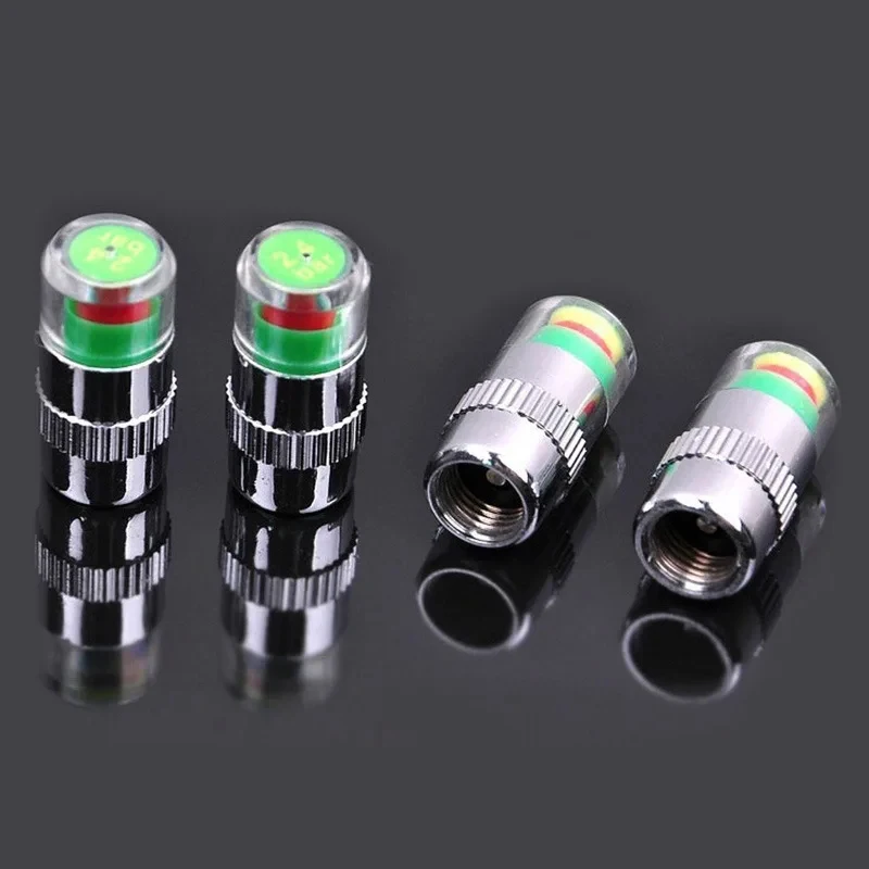 4/12/24pcs Car Tire Pressure Indicator Tire Pressure Gauge Indicator Alert Monitoring Valve Cap Sensor External Valve Detection
