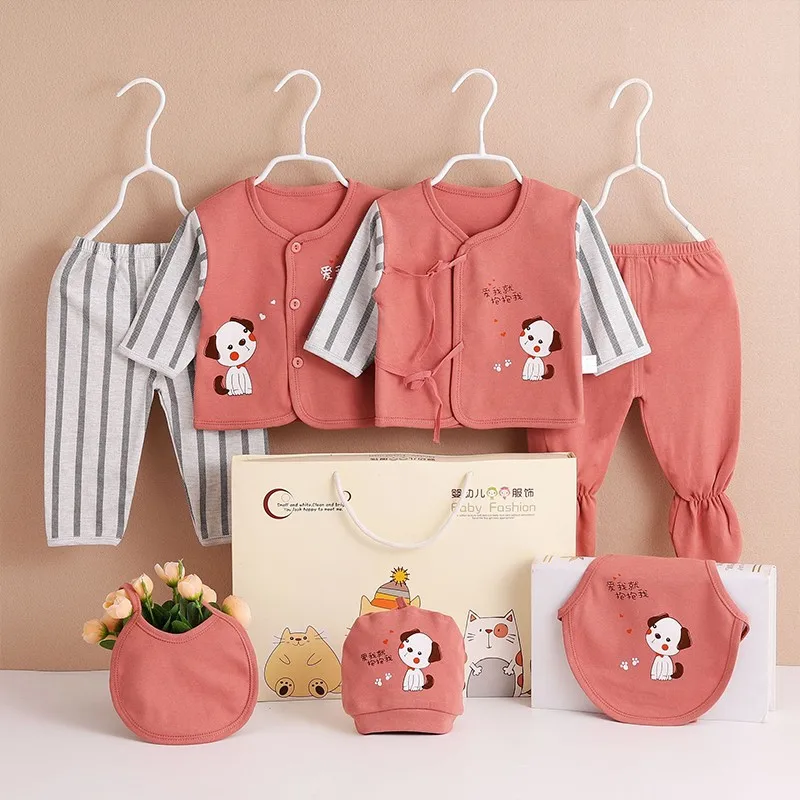 7 Pieces Newborn Clothes Baby Gifts Pure Cotton Baby Set 0-12 Months Kids Suit Sets For Baby Girls Boys Unisex Without Boxes