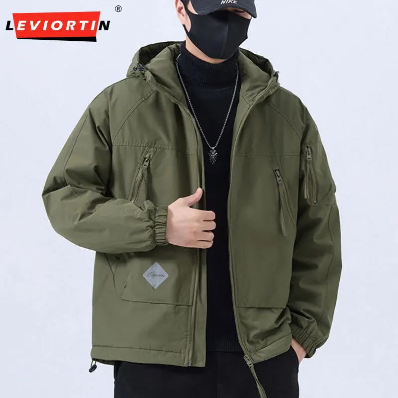 American retro outdoor casual jacket for men in winter, loose and trendy windproof men's workwear, two cotton cotton jacket