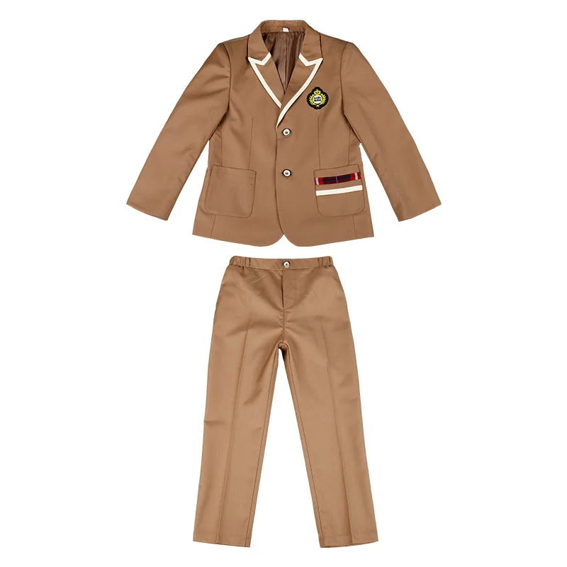 Boys School Uniform Girls Jacket Khaki Skirt Shirt Tie Suits Kids Formal Dress Tuxedo Toddler Clothes Sets Child Student Outfits