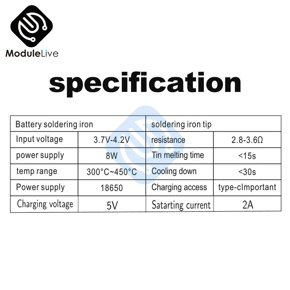 Kit de soldadura inalámbrica de 3,7 V, minisoldador eléctrico recargable por USB, luz LED, 4V, carga 18650