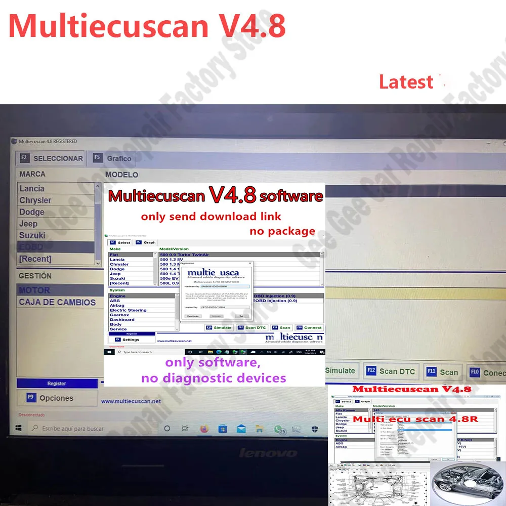 

El más nuevo software Multiecuscan V4.8 para el registro Fi/at Connector Multi-EcuScan 4.8 funciona con ELM327 Multi Ecu Scan V4