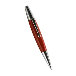 Red Willow Wood Silver Chessboard Twist Trim Fat Ballpoint Pen Writing Tool School Office Stationery D5QC