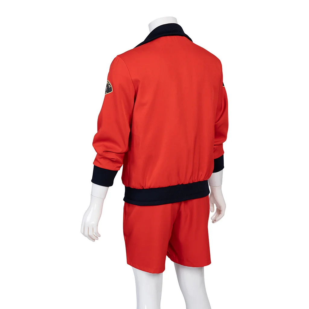 Disfraz de Cosplay de Baywatch David Hasselhoff para hombre adulto, conjunto completo de chaqueta y pantalones rojos, estilo playero, traje de Halloween