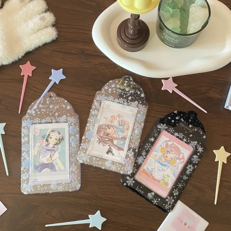 

Creative Design Kpop Photocard Holder Fashion Snowflake Displaying Photo Card Cover Case Portable ID Student Card Protector