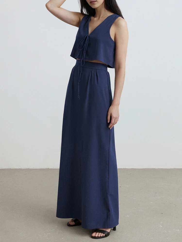 

ZANZEA, женские модные комплекты платьев, лето 2021, повседневные майки без рукавов с v-образным вырезом на шнуровке, длинные юбки, комплекты из двух предметов, одинаковые комплекты