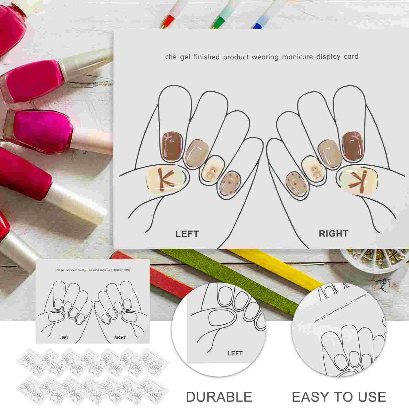 15 Pcs Nail Display Card Tips Cards Manicure Tools Salon Supplies Nails Board for Fake Showing Holder Supply Pedicure