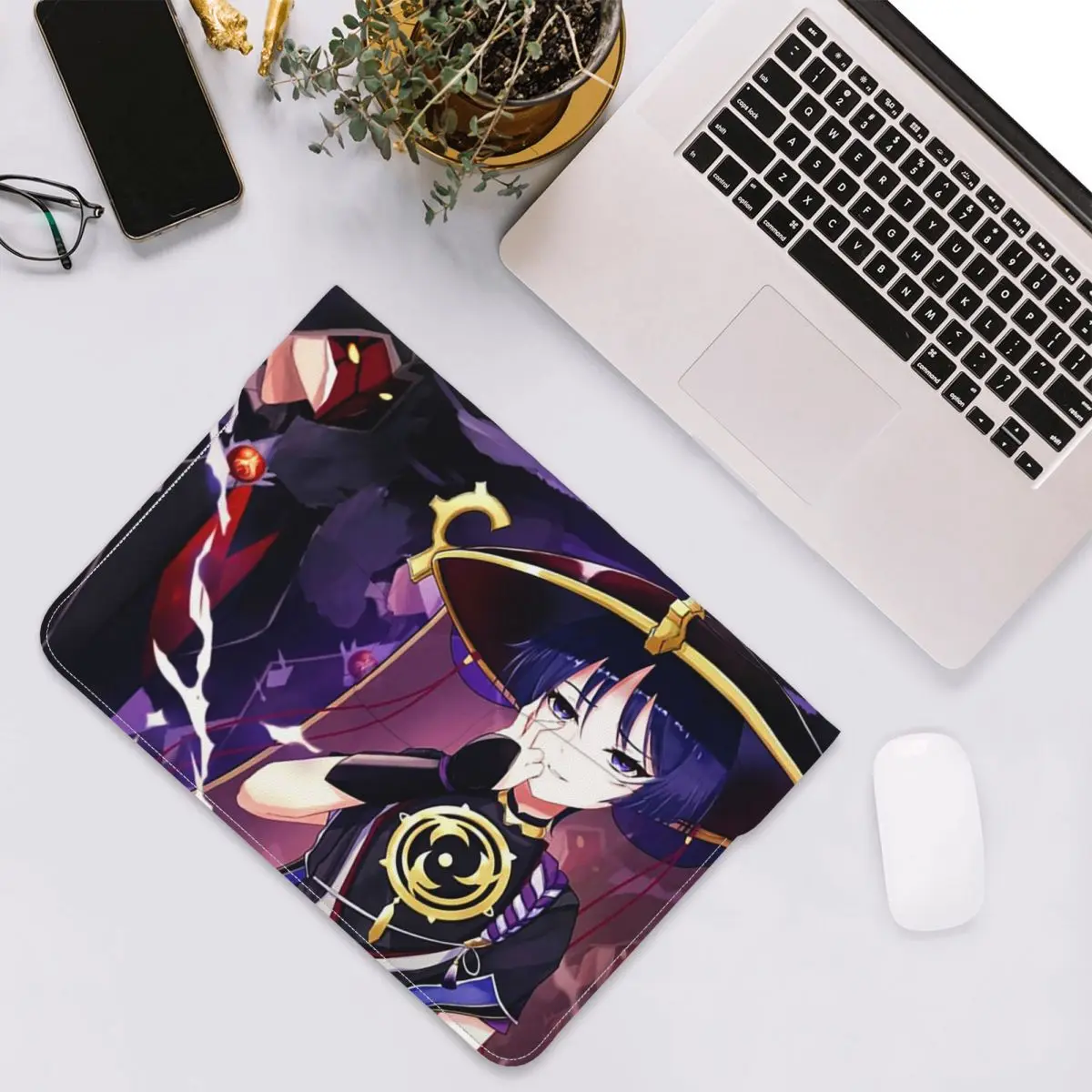 Scaramouche Genshin Impact Game PU Leather Horizontal Laptop Sleeve Shockproof Soft Lining Notebook Case 13 Inch