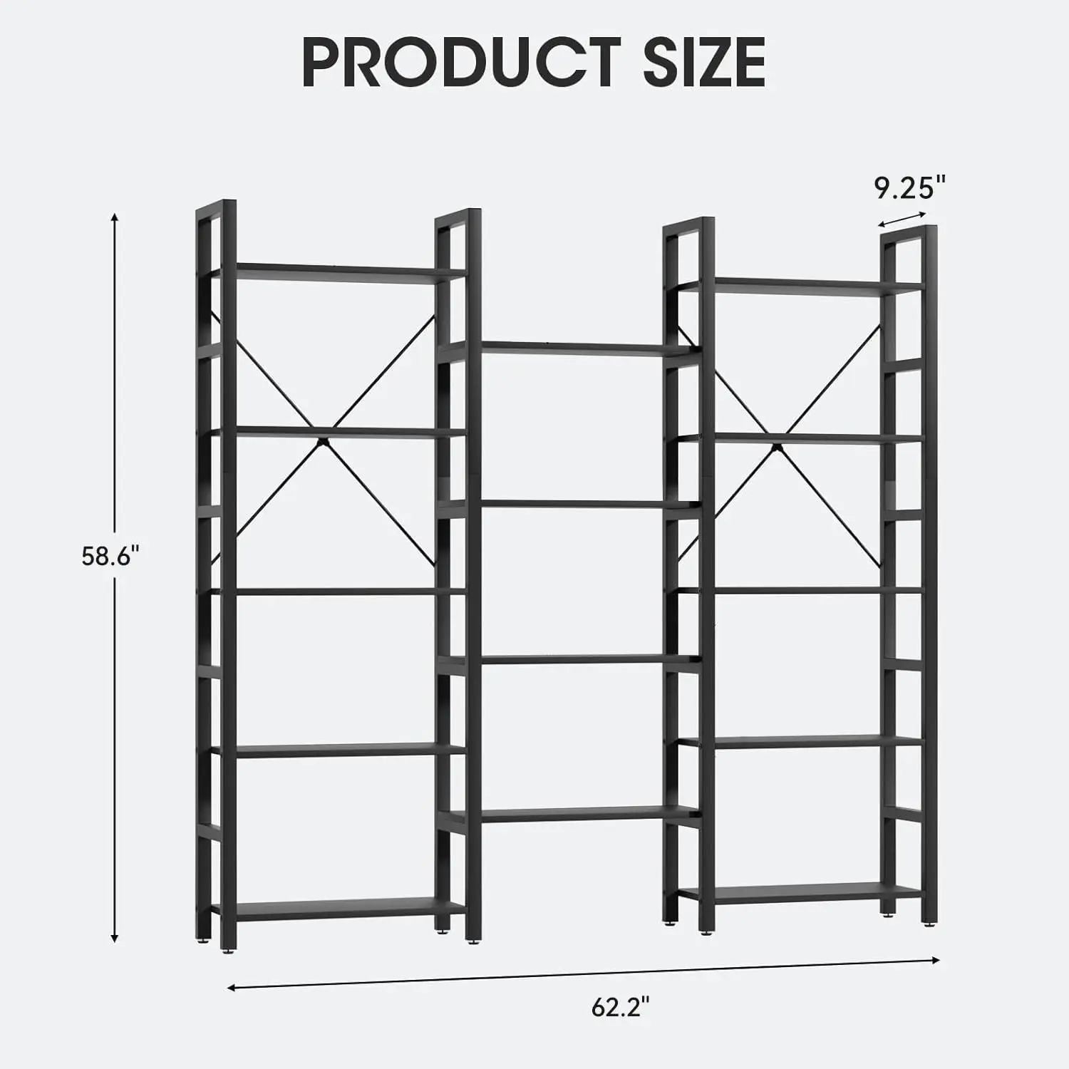 Triple Wide 5 Tier Bookshelf, Shape Changeable Bookcases, Open Display Shelves, Modern Tall Bookcase Furniture For Bedroom,