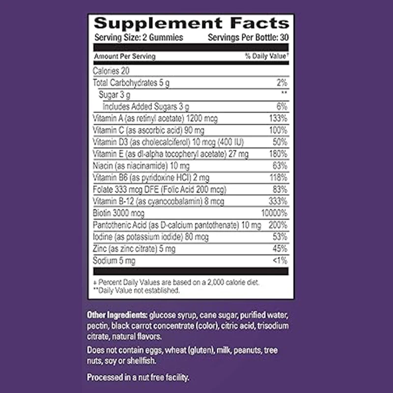 Women\'s gummies-12-in-1 vitamin and mineral supplements-containing vitamin AC、D3、E、B6、B12、 Folic acid,biotin,calcium,zinc,niacin