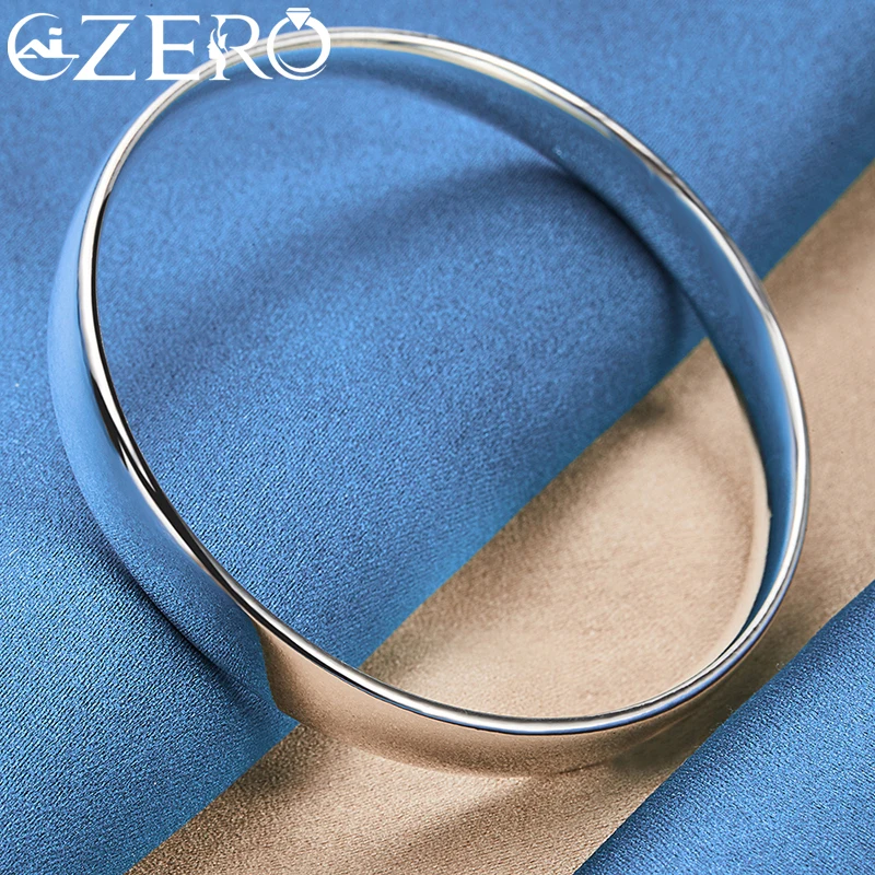 ALIZERO 925 Sterling Silver Solid 10mm Cuff Bangle Bracelet For Women Man Wedding Engagement Party Fine Jewelry Accessories