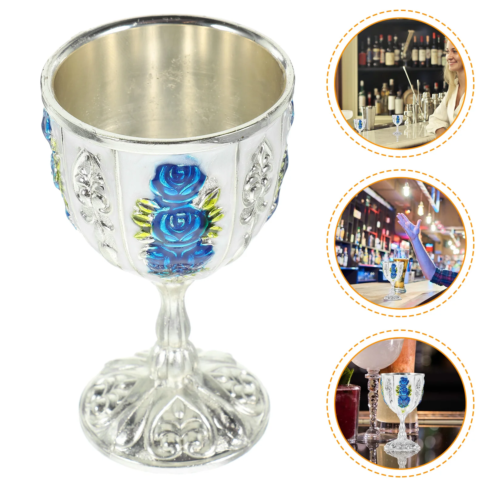 

Retro Anti-falling Wine Glass Goblet for Home Decor Small Tea Cups Mini Short Stem Iron
