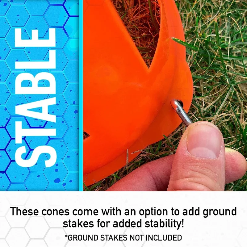 Flexible Orange Goal Cones For Drills + Practice For Training + Games - 9 Inches