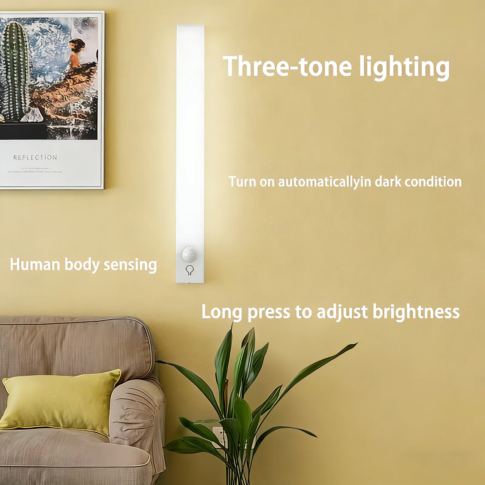 Motion Sensor LED Magnetic Stick-on Under Cabinet Light, Suitable for Dorm, Bedroom, Wardrobe, Kitchen