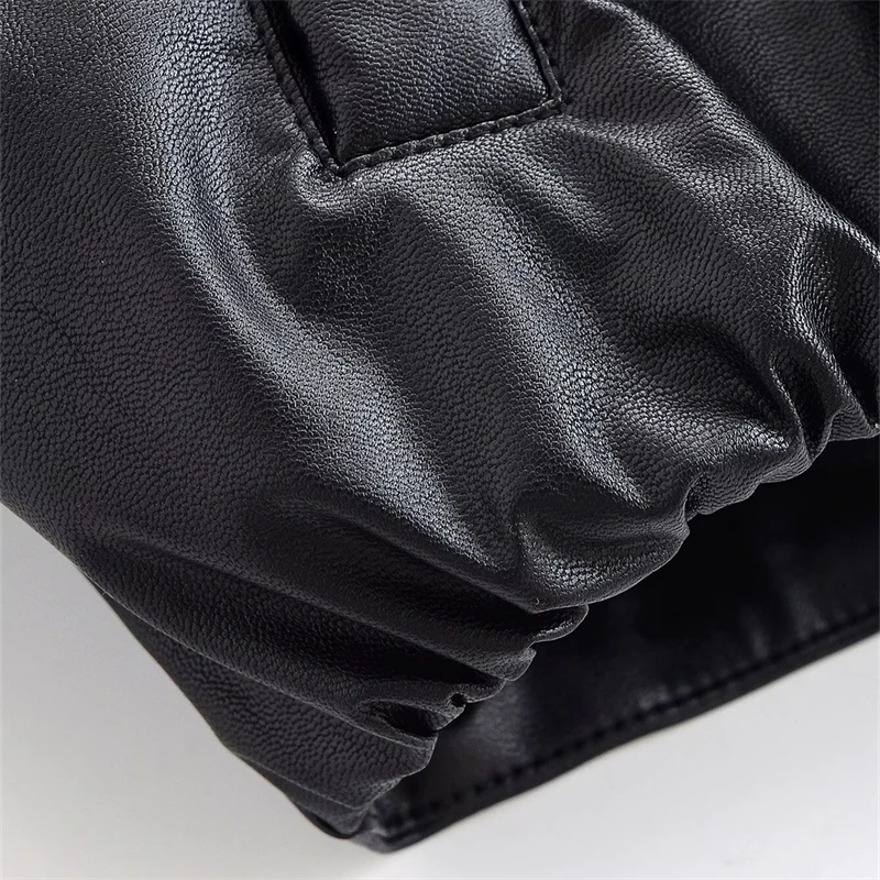 KEYANKETIAN Herbst Neue frauen Stehkragen Einreiher Lange Ärmeln Schwarz Leder Jacke Frauen Baseball Jersey