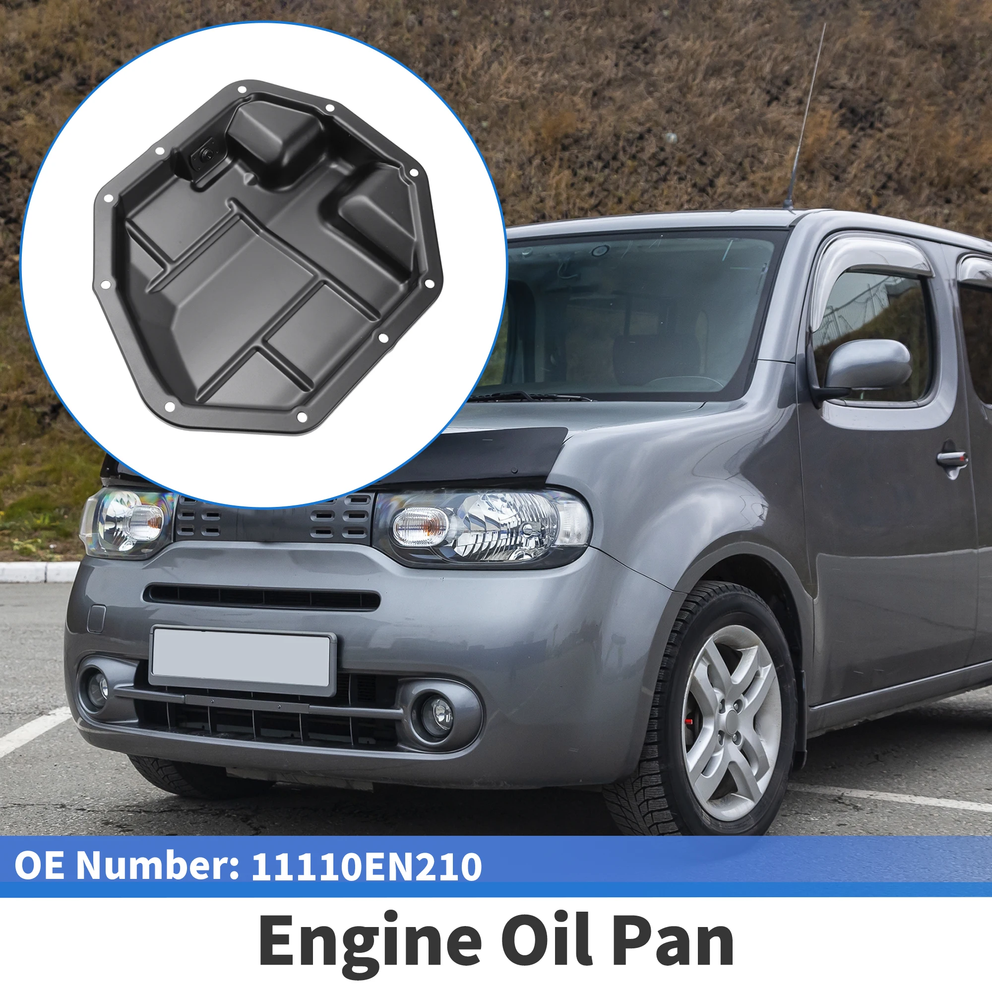 

UXCELL No.11110EN210 Engine Oil Pan Oil Pan Sump Transmission Oil Pan for Nissan Cube 2009-2014 Iron Black