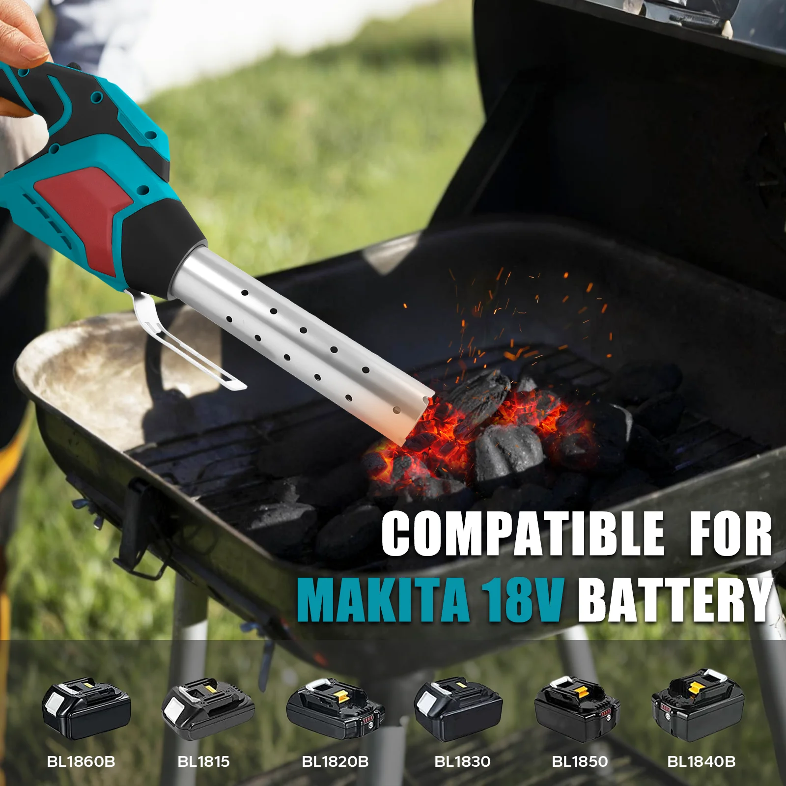 

Electric Charcoal Lighter Cordless Hot Air Camping Fire Starter BBQ Grilling Wood Stove Fireplace Igniter For Makita 18V Battery