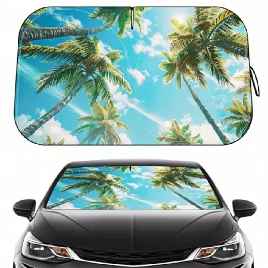 

Windshield Sun Shade for Cars, Trucks and SUVs, Polyester Front Window Sunshade to Block UV Rays and Heat, Foldable Auto Front