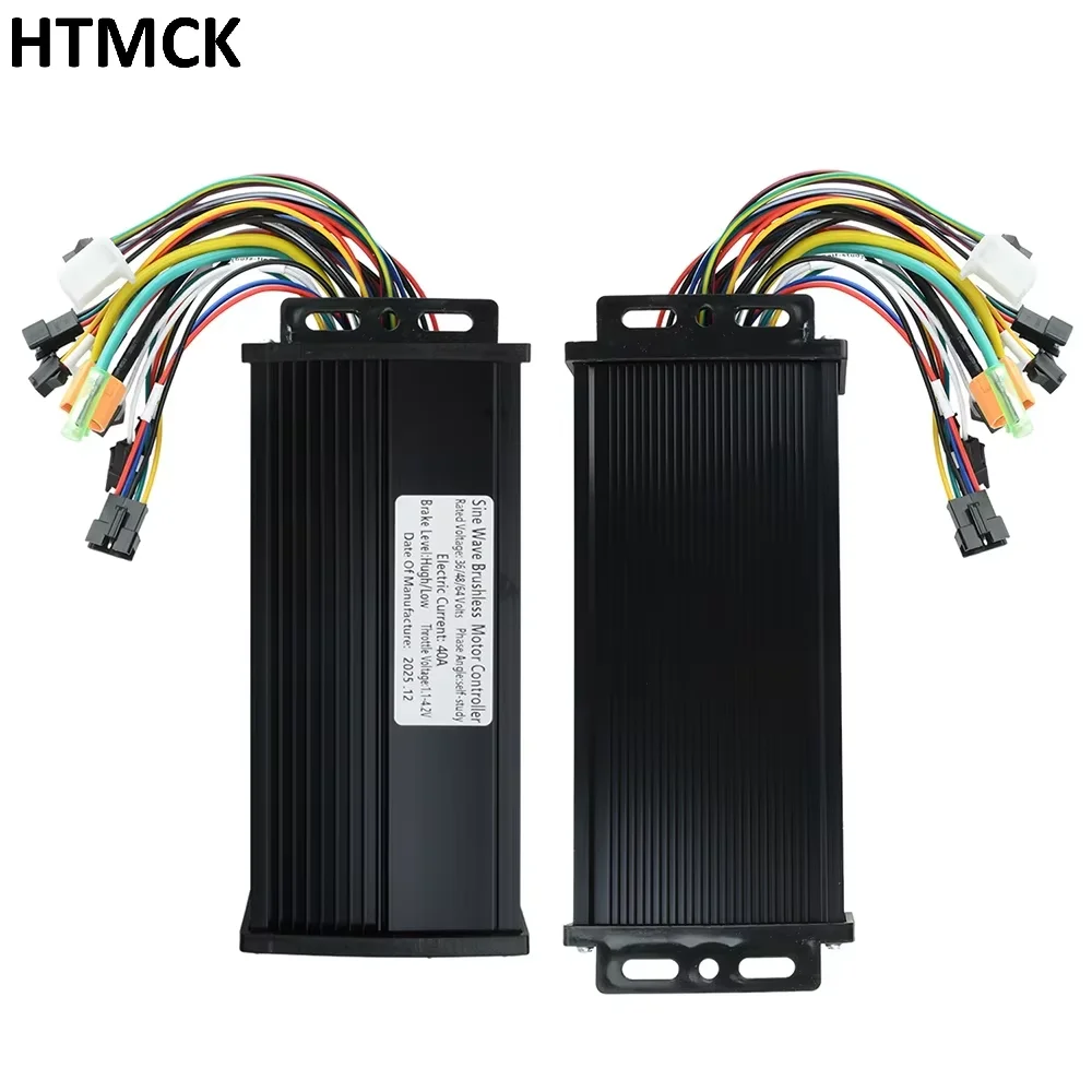 HTMCK 36V 48V 20A Sine Wave Brushless Motor Controller 350W-500W, 2 Protocol SM Plug for 2 Line LCD E-bike Replacement