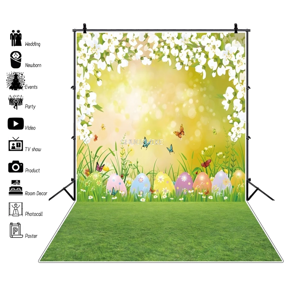 Easter Photography Backdrops Spring Scenery Dreamy Garden Meadow Fairy Forest Cake Smash Baby Portrait Photo Background Banner