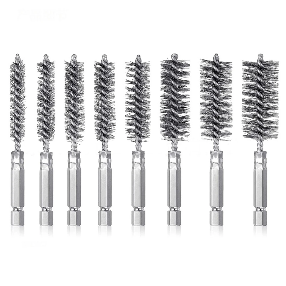 

8pcs/set 8-19mm Wire Tube Cleaning Drill Brushes Set Rust Cleaner Washing Polishing For Electric Drill Impact Tool