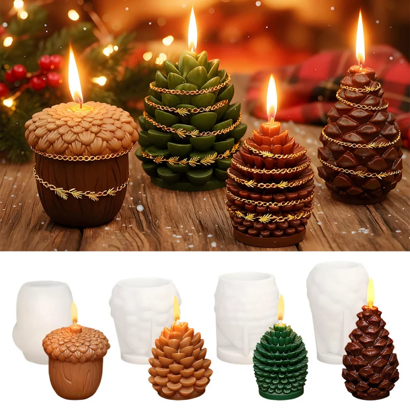 

DIY Christmas Pinecone Candle Mold - Reusable Silicone Mold for Easy Release Scented Candles, Plaster & Resin Decor