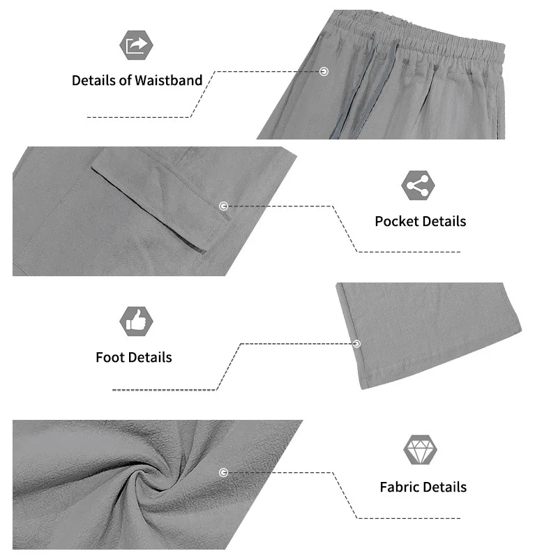 Europäische und amerikanische Sommer-Shorts aus Leinen für Herren, lässig, Outdoor, Arbeitskleidung, Pendler, Sport, Multi-Pocket, 7/8-Länge – Detail 40