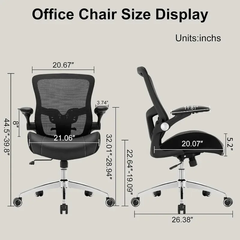 Silla de oficina Silla de escritorio ergonómica: 400 libras, grande y alto, resistente, ancha y suave, cojín de espuma de modelado 3D para oficina en casa