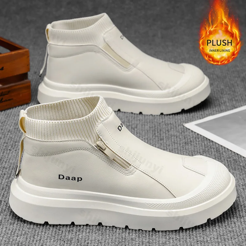 

Winter Men's Snow Boots Casual Sports Shoes Warm Plush Comfortable Fashion Anti Slip Zipper Outdoor Boots Zapatillas De Hombre