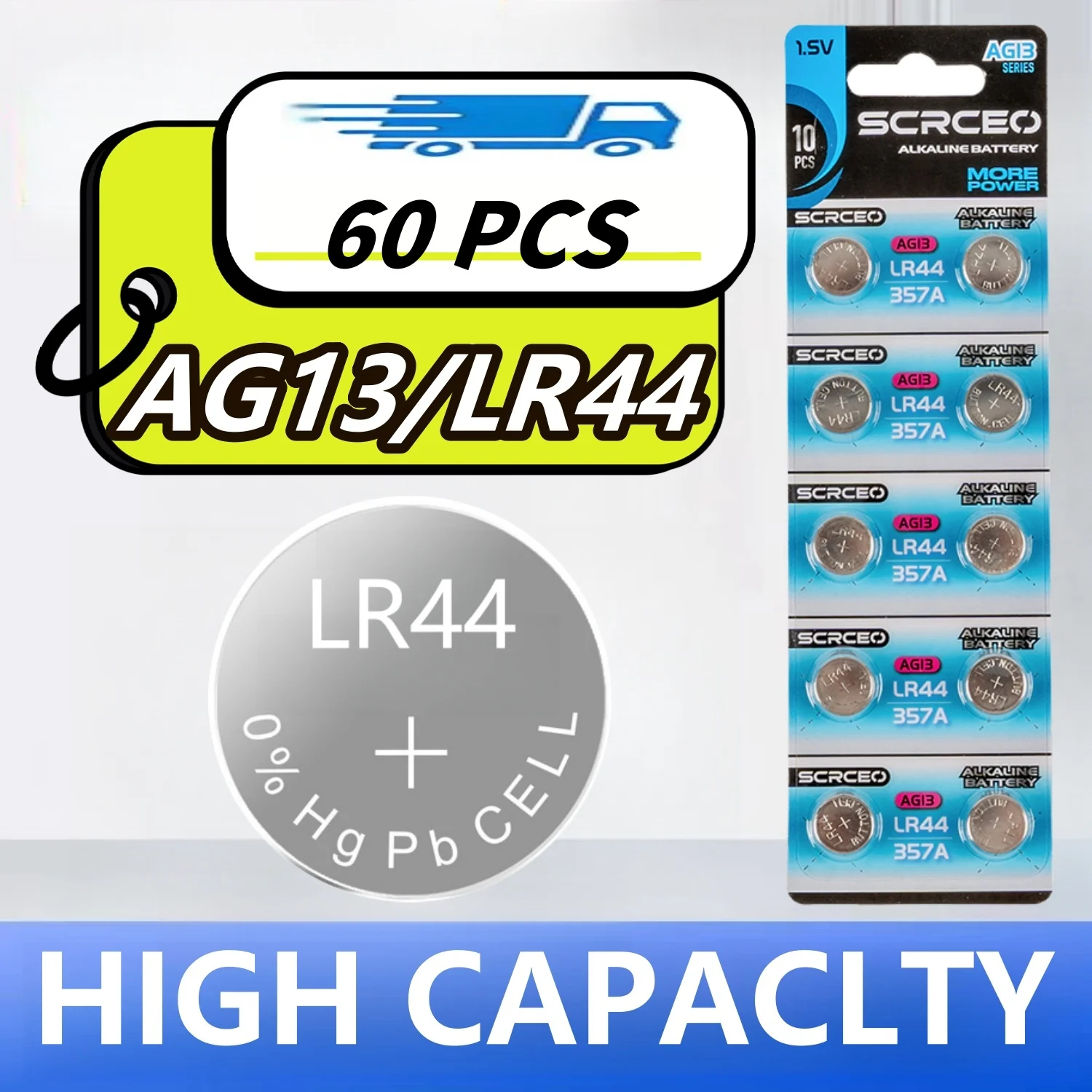 4-60pcs 1.5V LR44 Batteries AG13 Button Cell Battery 357 SR44 LR1154 Button Coin Batteries L1154 Battery for Watch Toys Remote