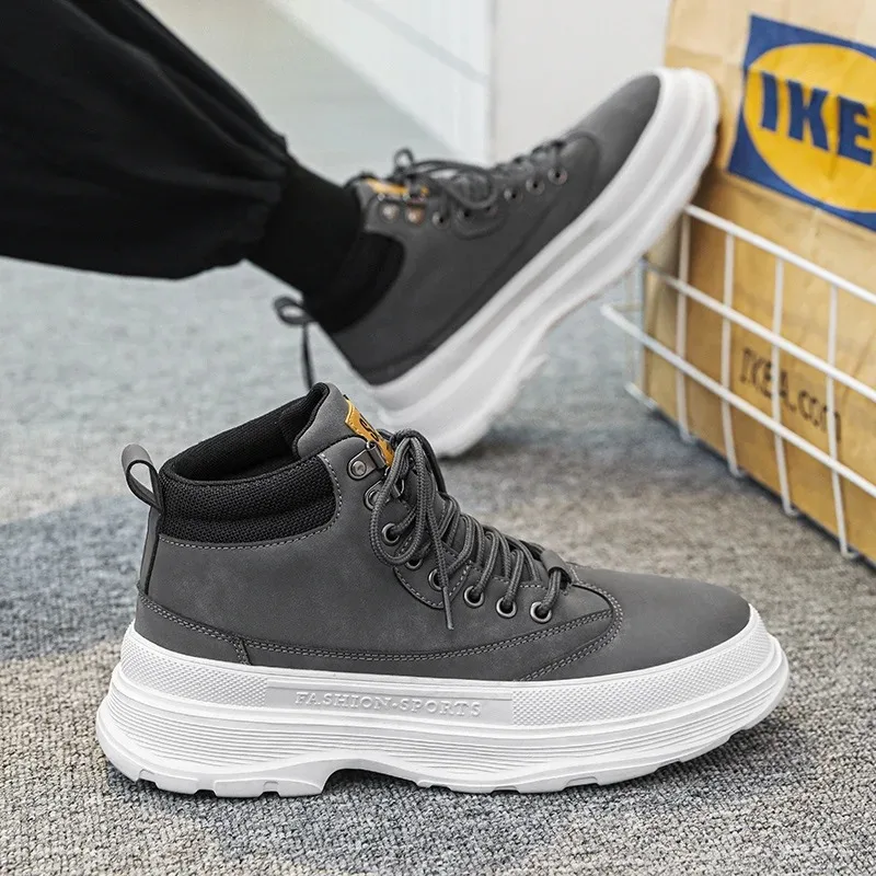 Stylish Yellow Men's High Top Sneakers Trendy Platform Men Casual Shoes Comfort Autumn Winter Sports Shoes Men sapatilhas homem