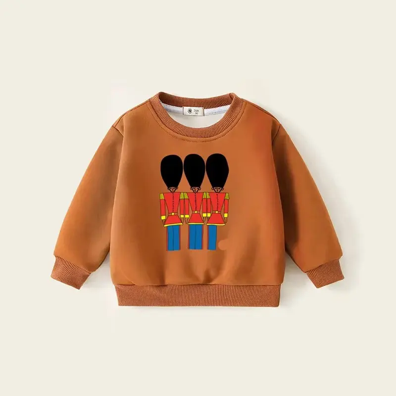 Winter Kids Sweatshirts Plus Velvet Children Pullover 2024 Warm Boy T-shirts Cartoon Girls Fleece Hoodies Baby Outerwear Clothes