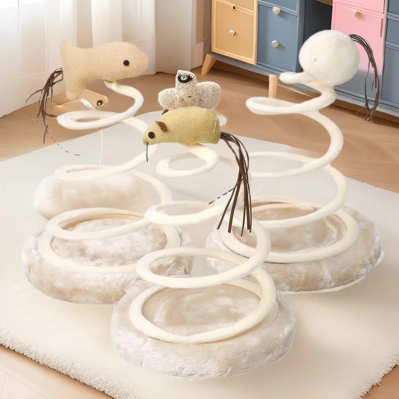 

New cat toys cat products spiral wire spring linen disc cat scratching board linen mouse