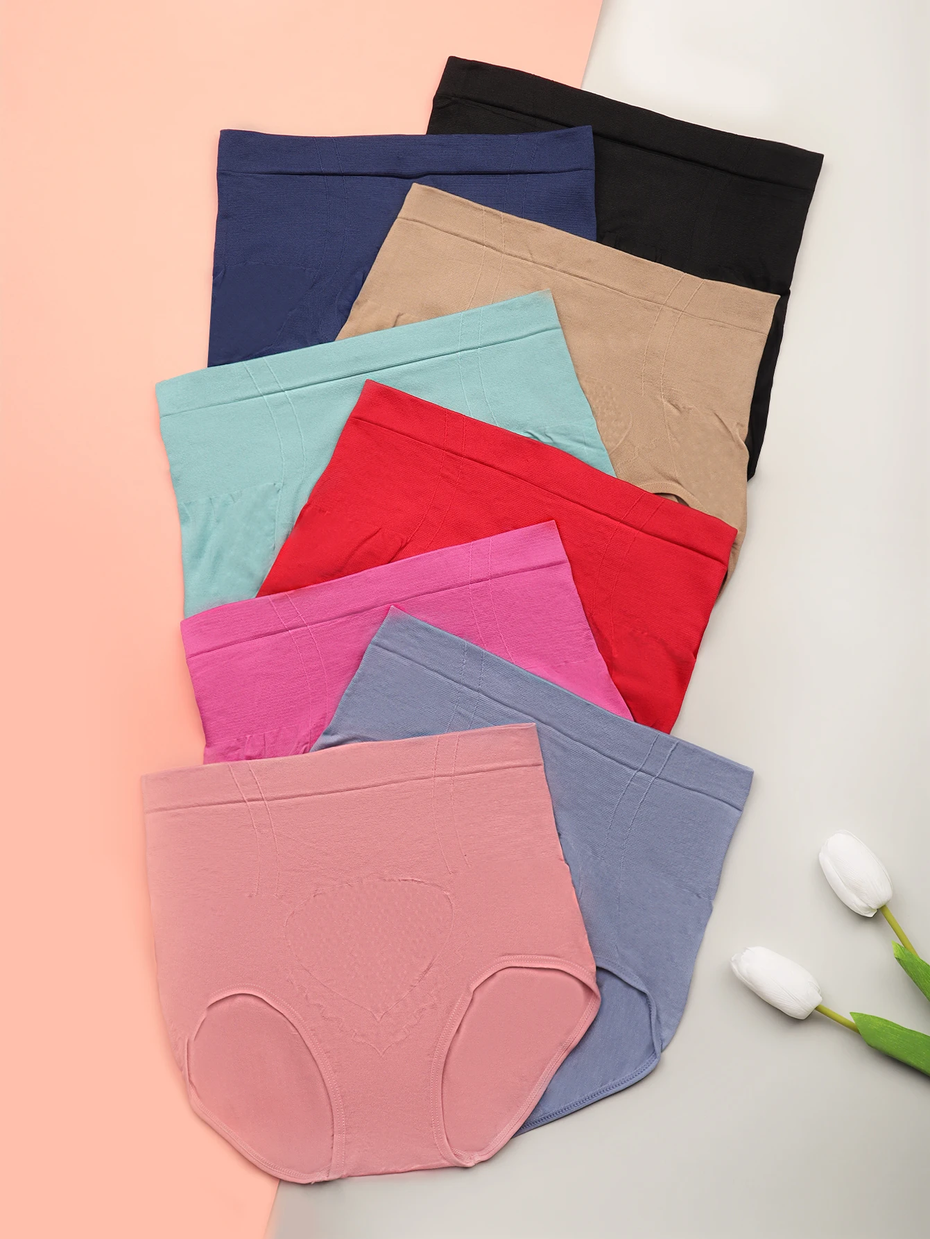 

Ladies High Waist Briefs 6Pcs/Set Random Color Seamless Polyester Women Underwear