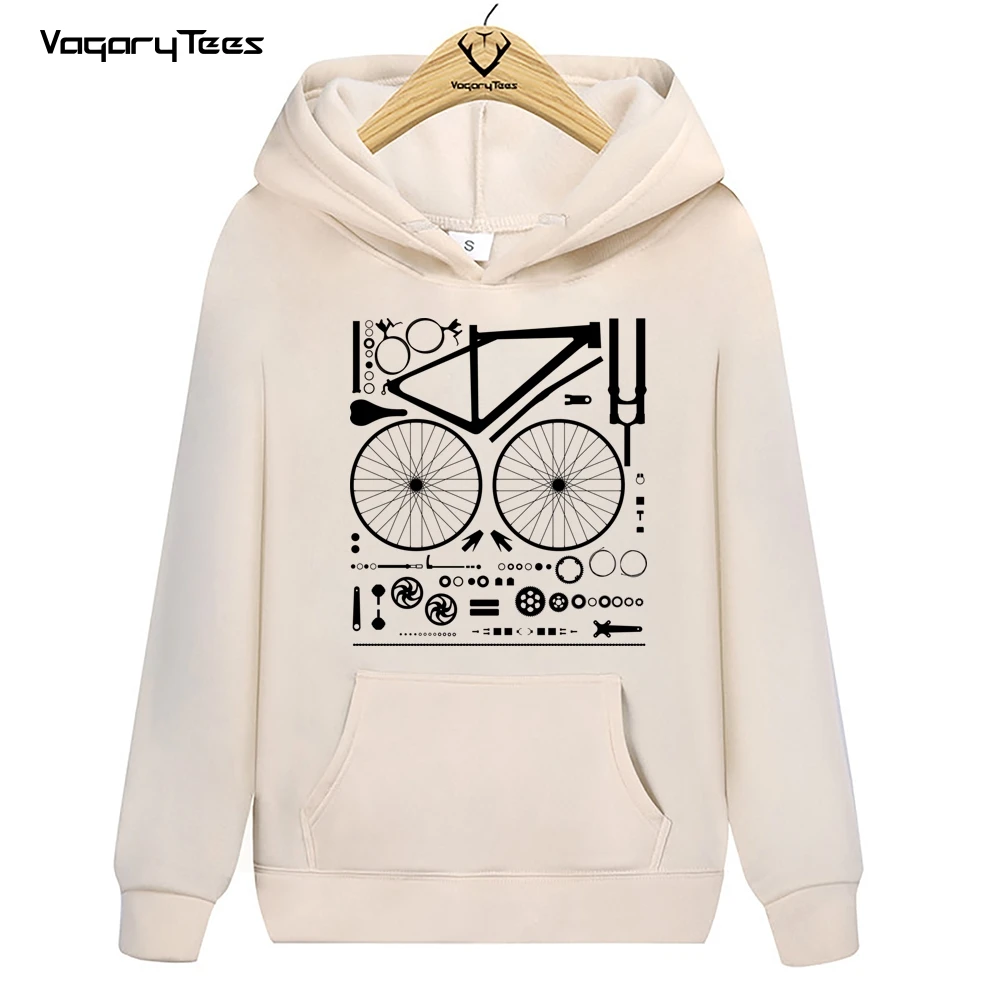 Funny Bicycle Parts painting Disassembled Bicycle Design bicycle cyclist gift print Hoodies Sweatshirts Tops Unisex Streetwear