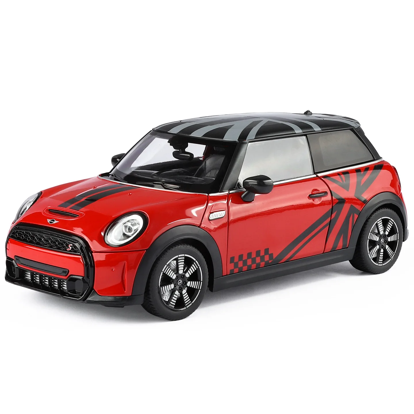Modelo de Carro em Miniatura BMW 1:18 MINI Cooper S Licenciado em Liga de Metal com Portas Abertas, Colecionável e Acessório para Fotografia