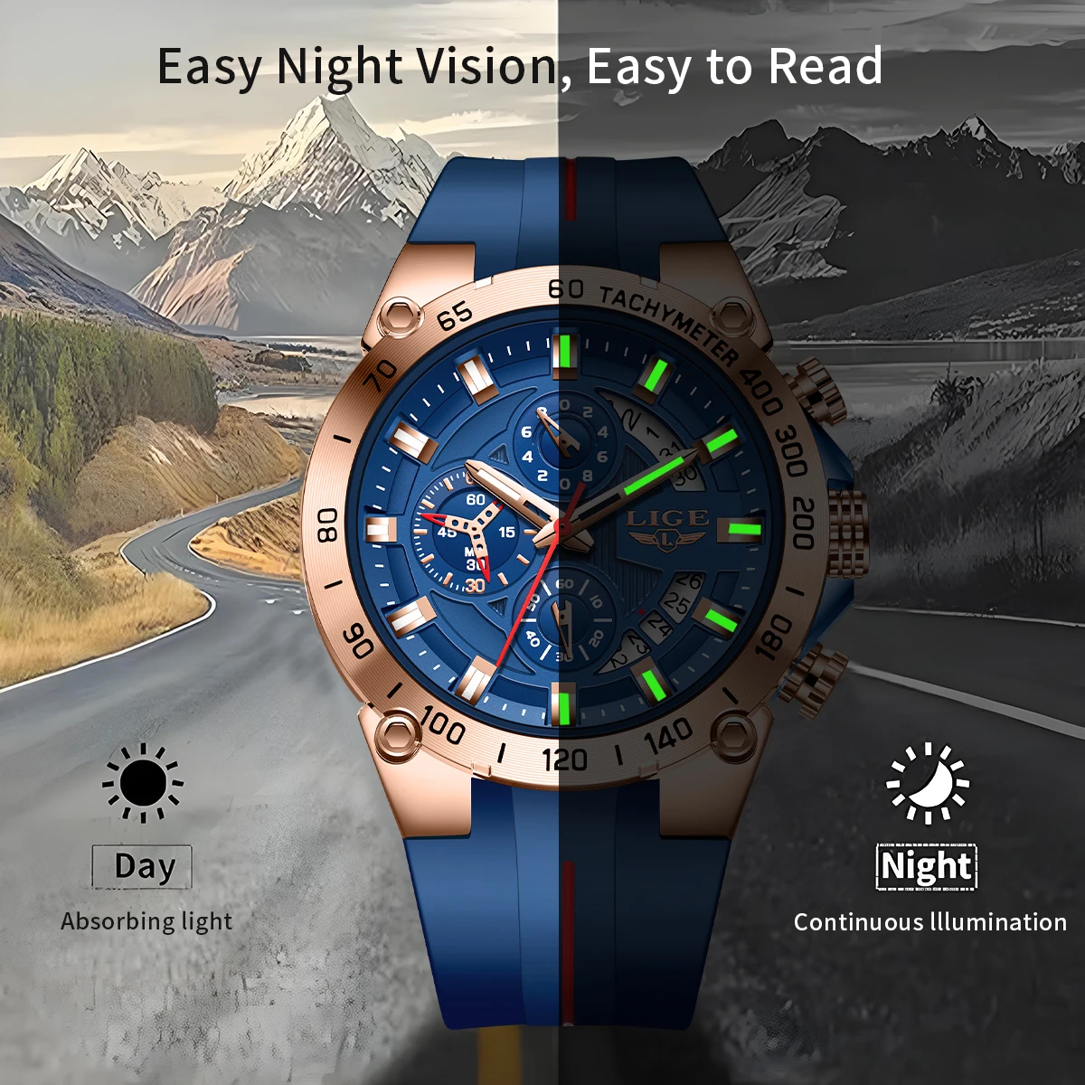 LIGE Luxury Military Men Watch - Luxury Watch Organizer For Men recension och pris