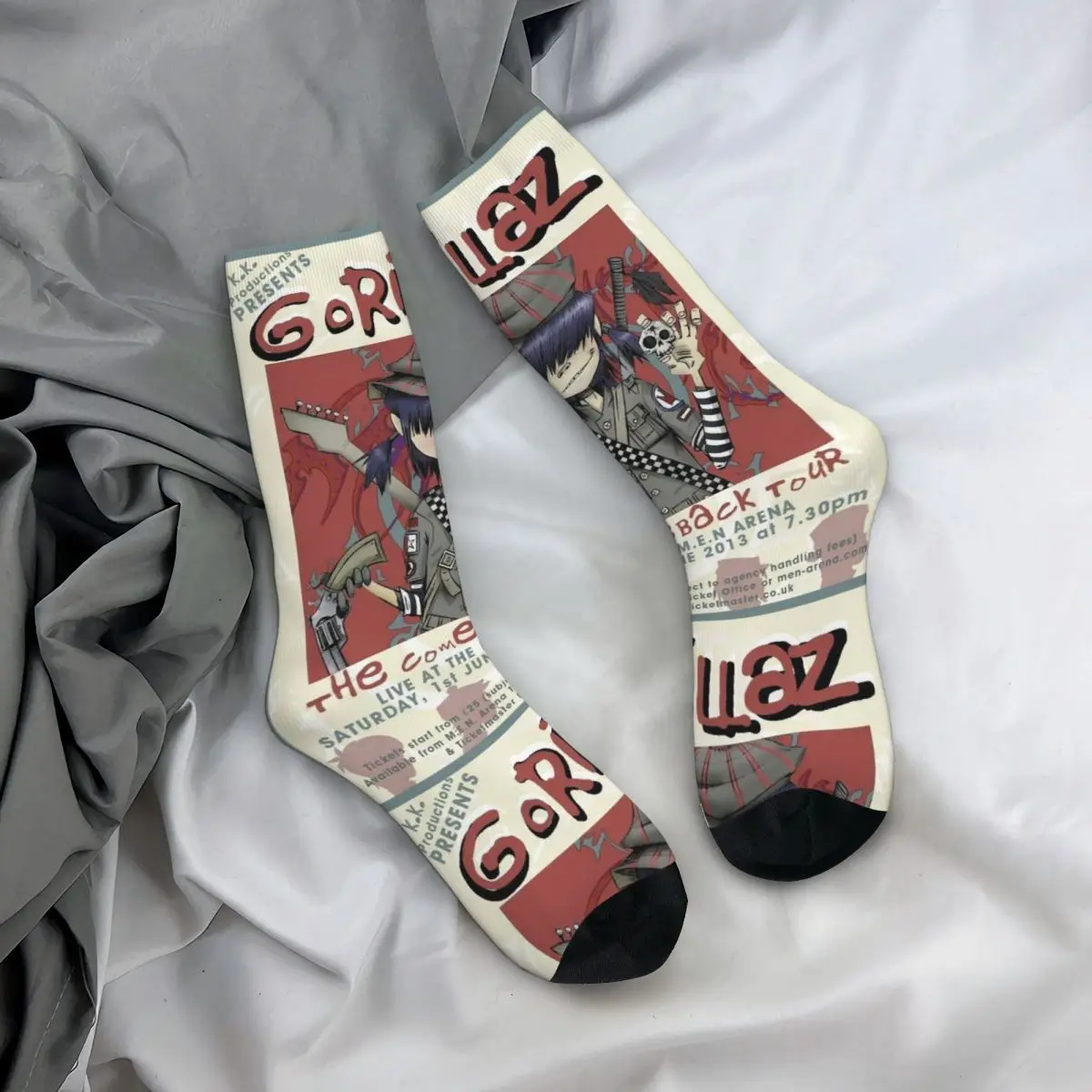 Chaussettes imprimées Gorillaz Skateboard pour hommes et femmes, groupe de musique cool, mouvement applicable tout au long de l'année, cadeau IQUE Gift