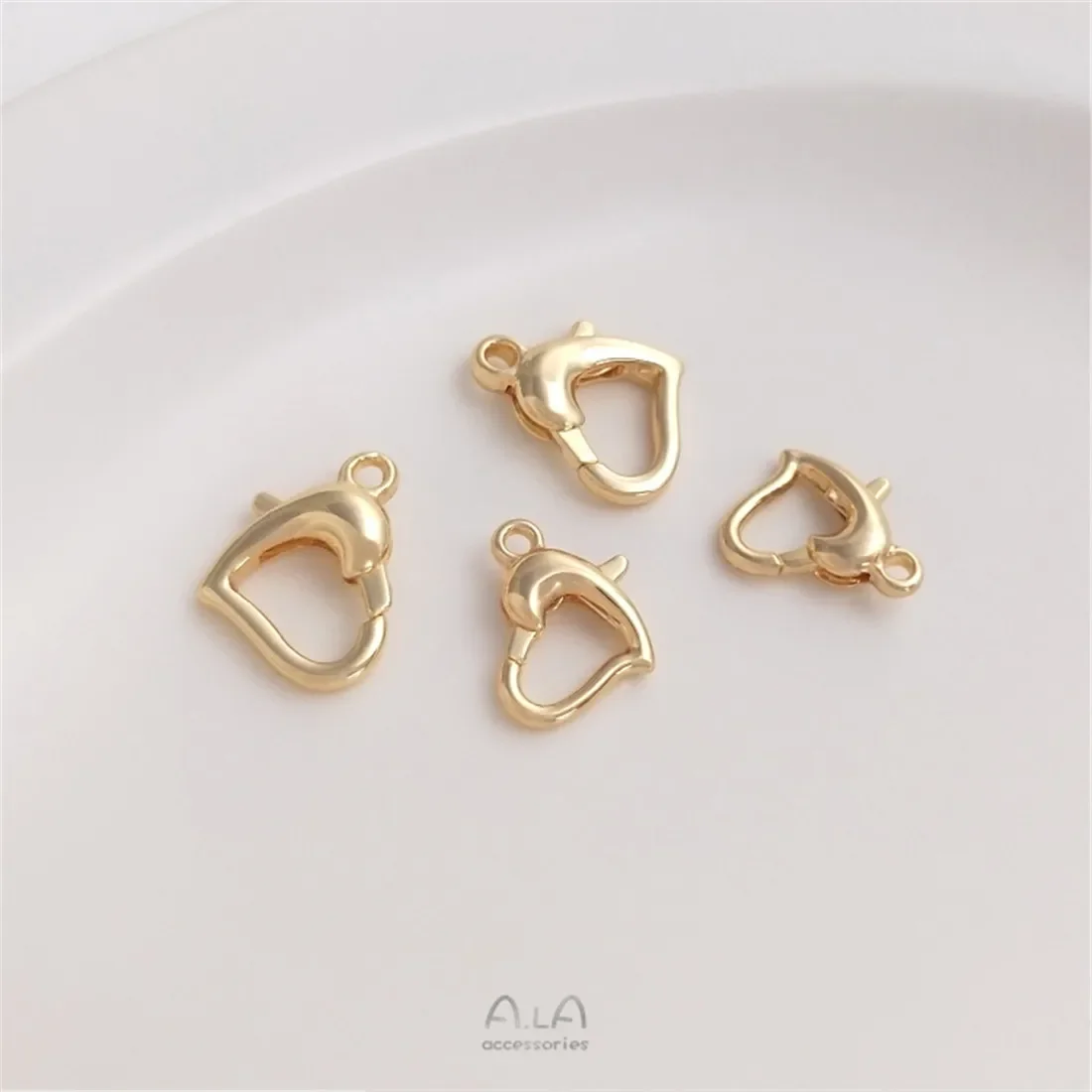 14K Gold Heart-shaped Lobster Clasp Handcrafted DIY Spring Clasp Accessories Bracelet Necklace Closure Buckle Jewelry Materials