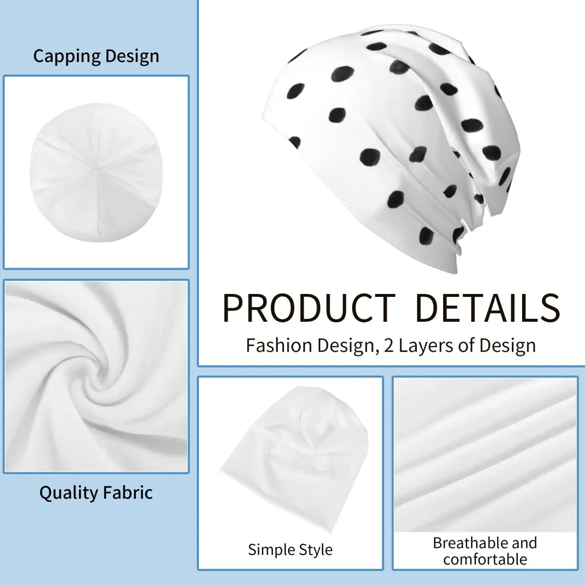 Dalmatian Polka Dot Spots Pattern Warm Knitted Cap Fashion Bonnet Hat Autumn Winter Outdoor Beanies Hats for Men Women Adult