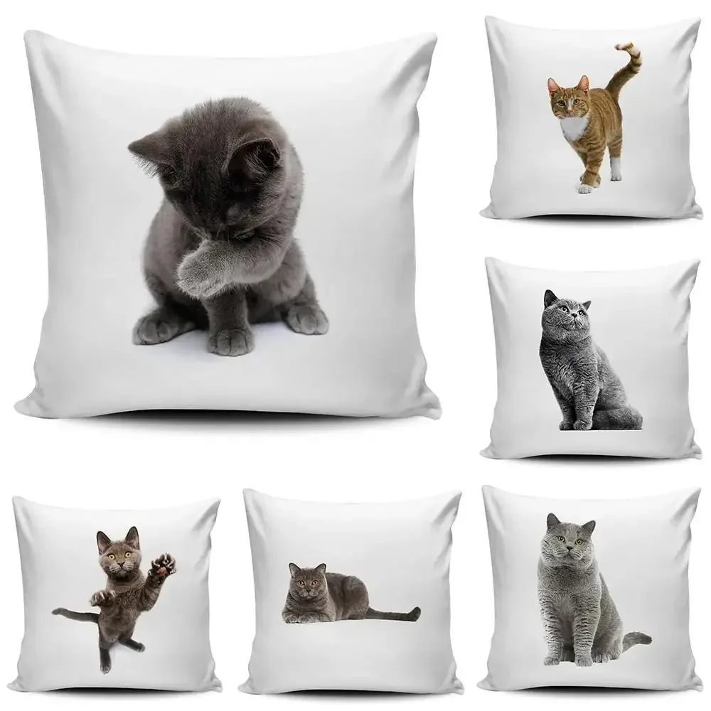 Cute Cat Print Pillowcase Car Ornaments Office Living Room Home Pillowcase