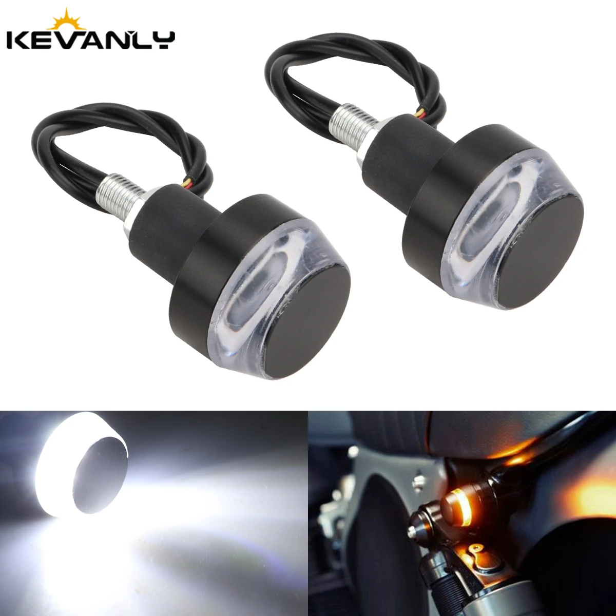 

2pcs Motorcycle LED Handle Light Bar End Indicator for Car Turn Signal LED Light Universal Handle Bar Grip Plug Side Marker Lamp